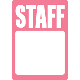サテンシール（スタッフパスシール）STAFF縦 / ピンク色（10枚）